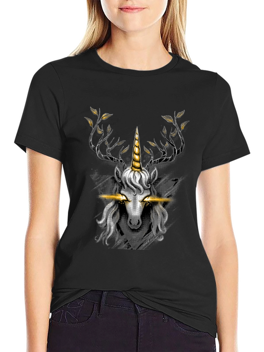 Mystic Unicorn Graphic Tee - Black Cotton