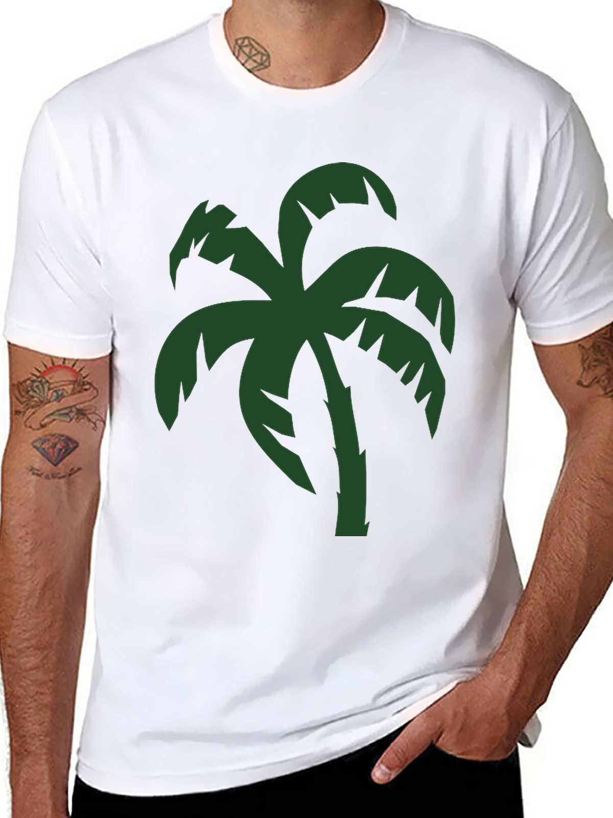 Tropical Palm Tree Graphic T-Shirt - Black