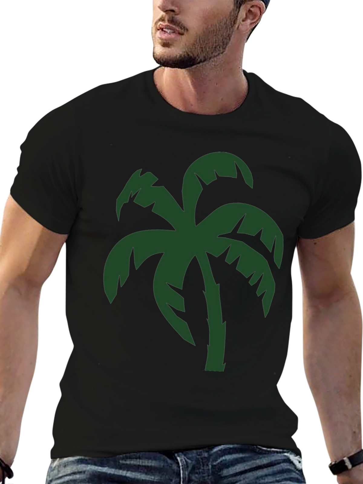 Tropical Palm Tree Graphic T-Shirt - Black