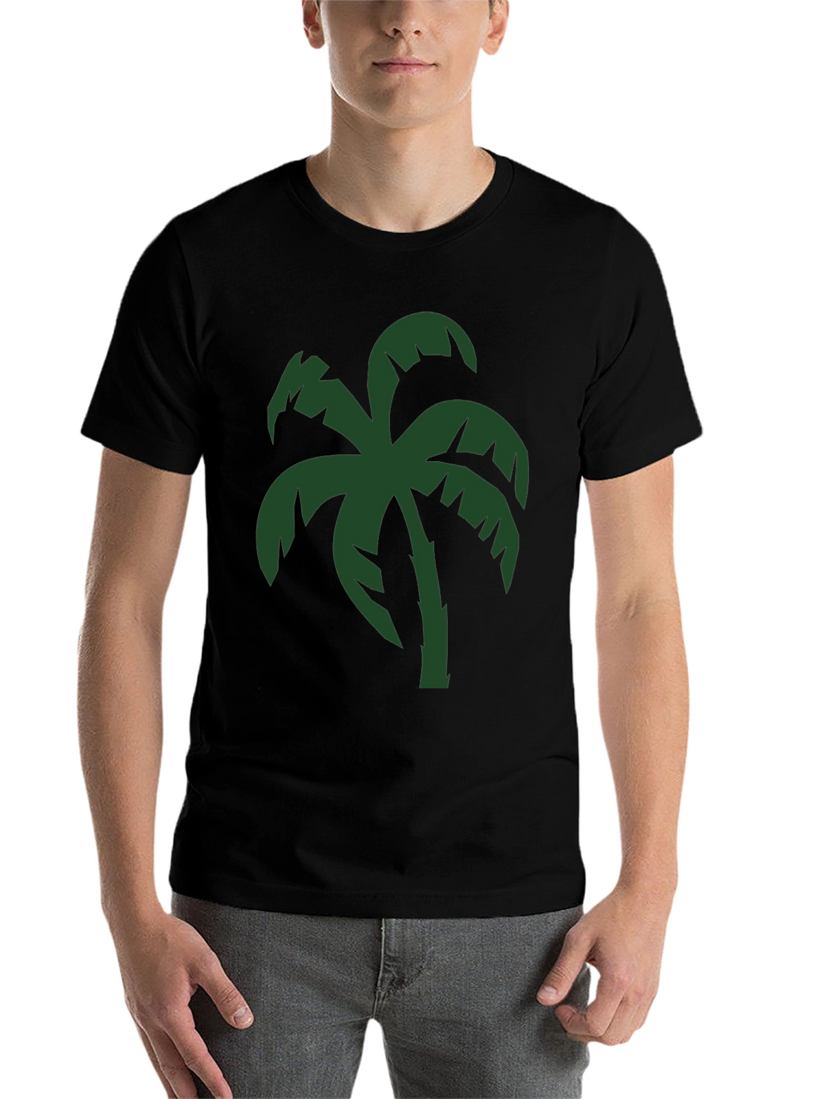 Tropical Palm Tree Graphic T-Shirt - Black
