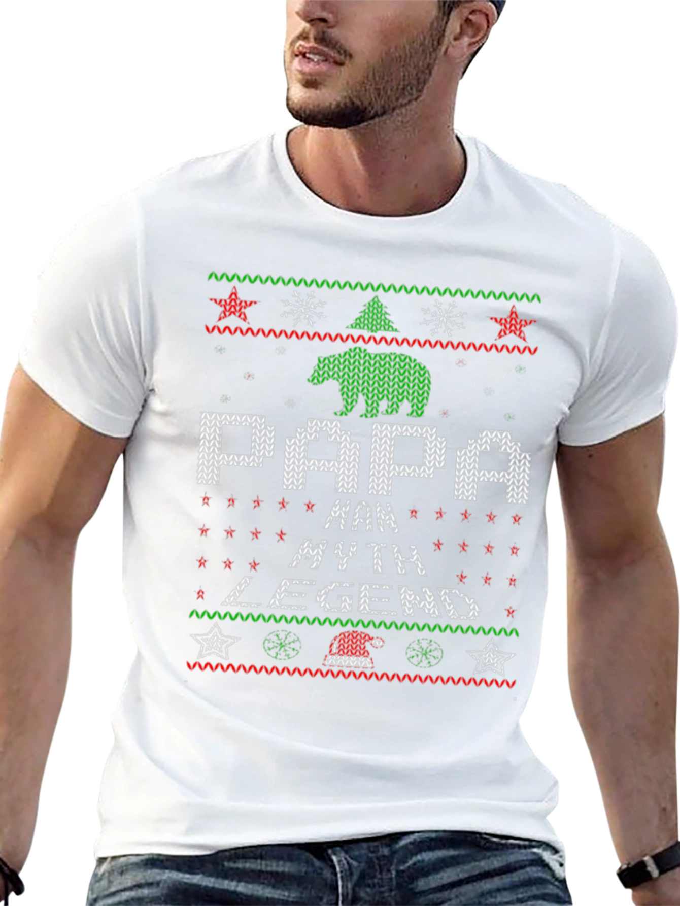 Papa Man Myth Legend Christmas Ugly T-Shirt