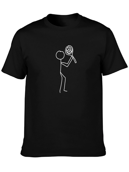 Tennis Stick Figure Graphic Tee - Black