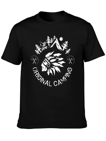 Original Camping Graphic Tee - Black Cotton T-Shirt