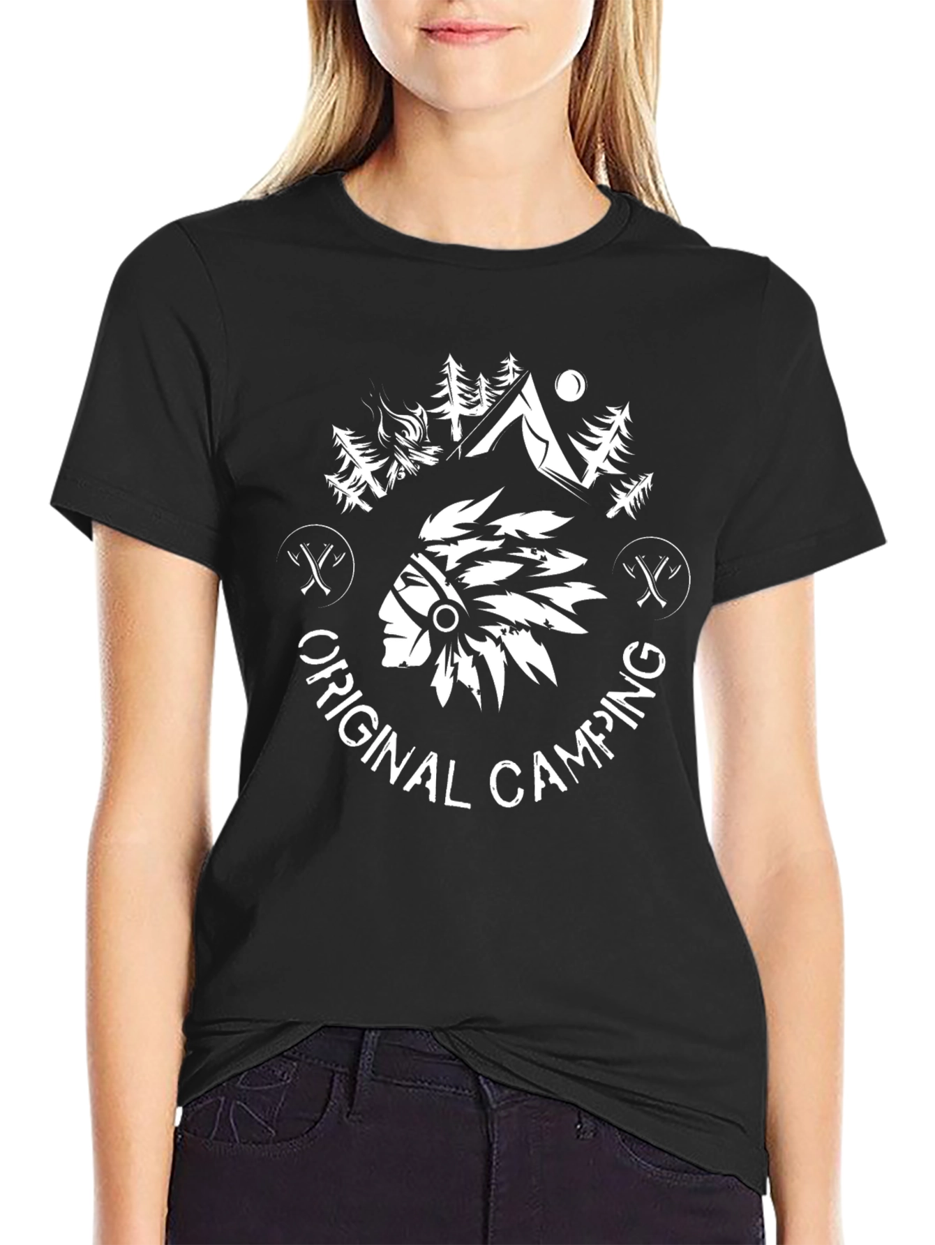 Original Camping Graphic Tee - Black Cotton T-Shirt