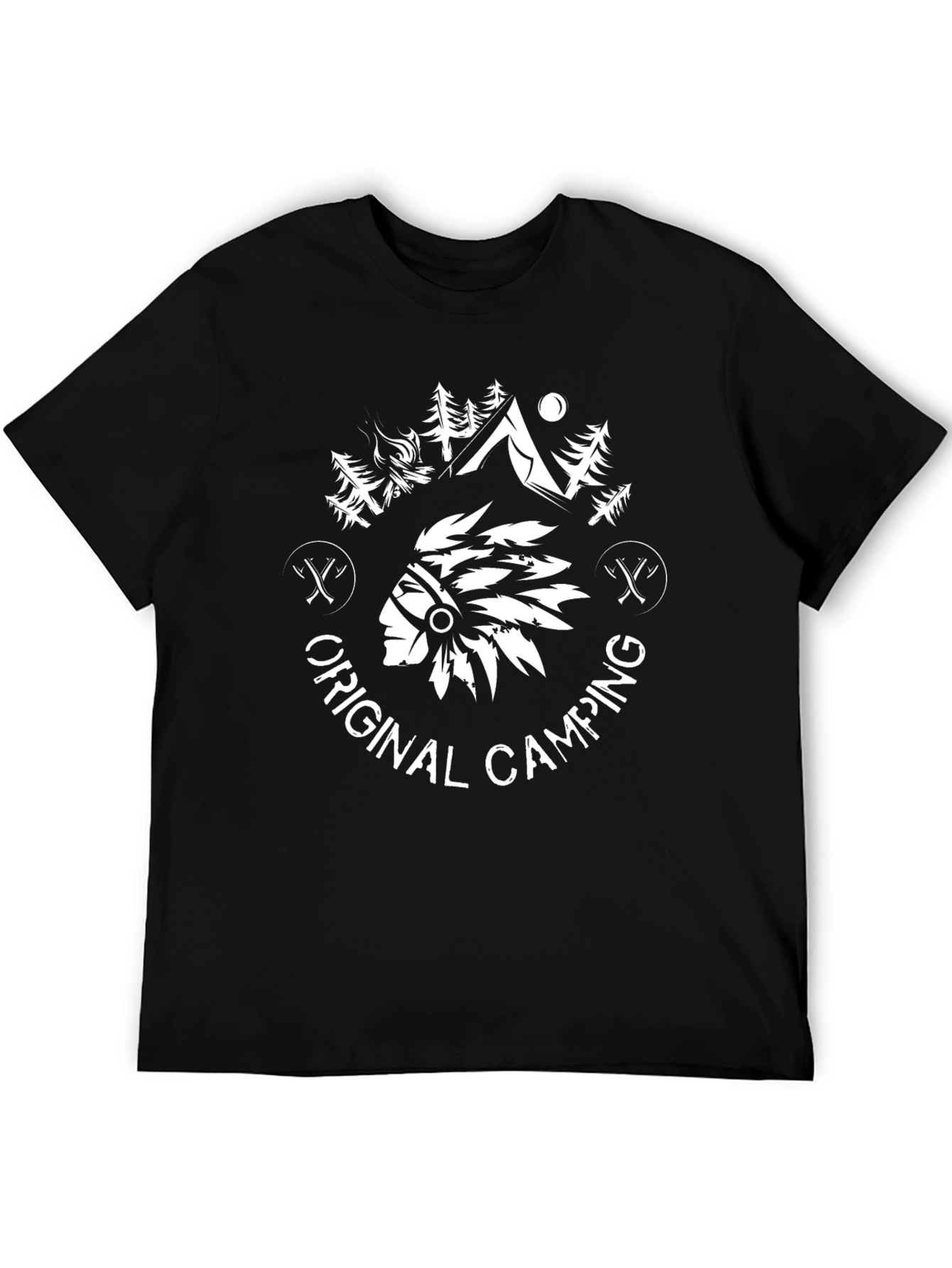 Original Camping Graphic Tee - Black Cotton T-Shirt