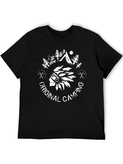 Original Camping Graphic Tee - Black Cotton T-Shirt
