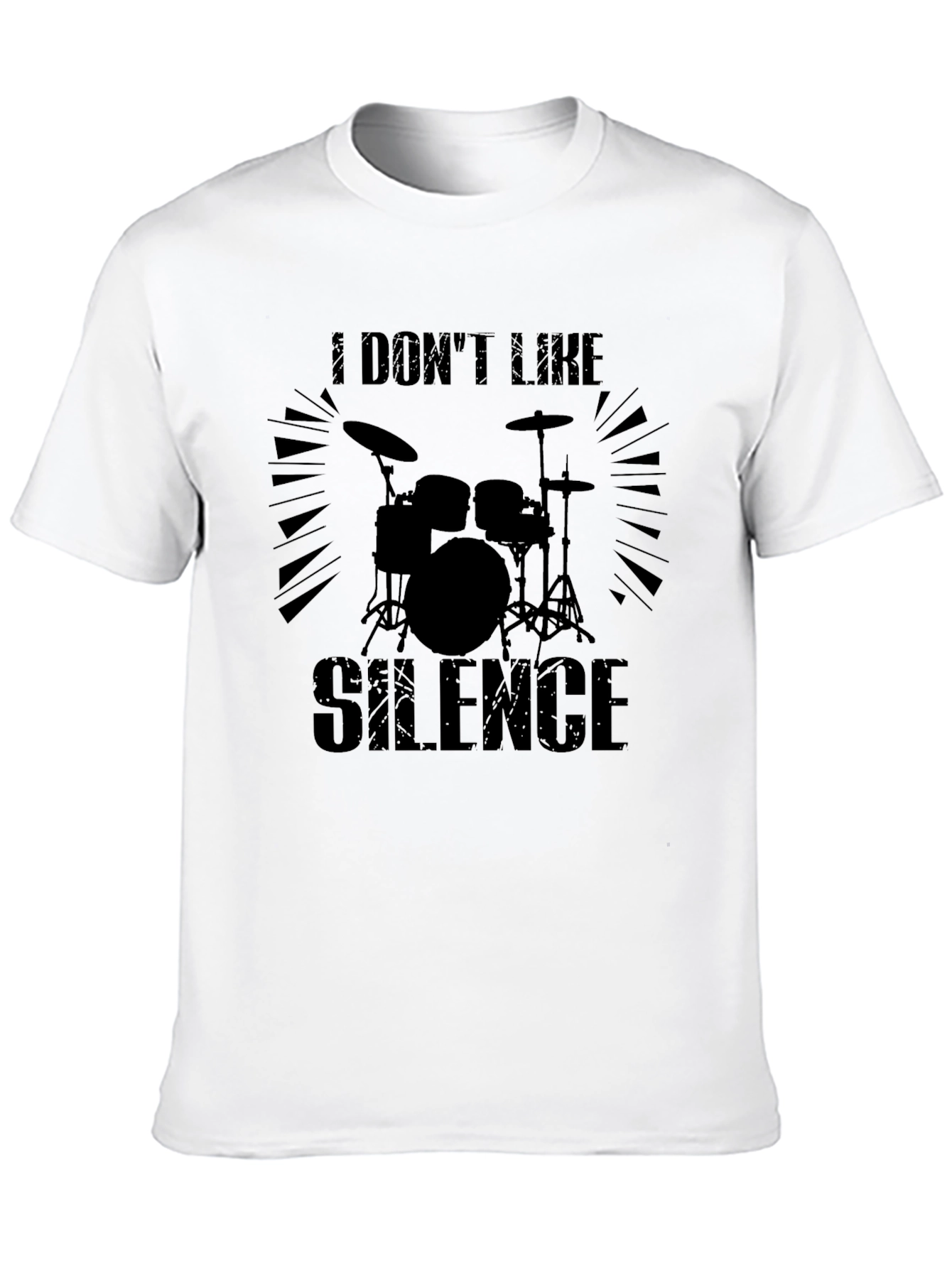I Dont Like Silence Drum Kit Black T-Shirt