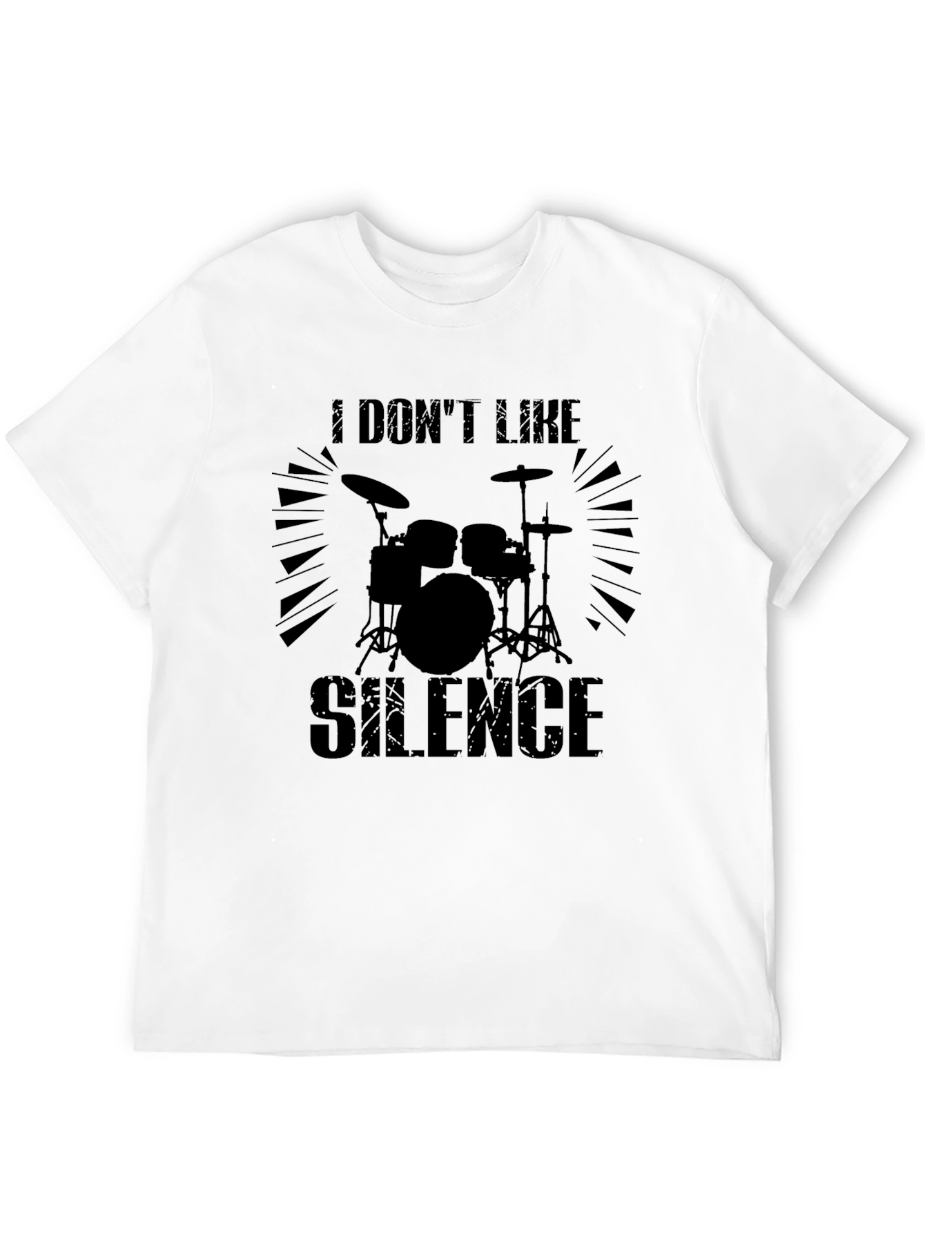 I Dont Like Silence Drum Kit Black T-Shirt