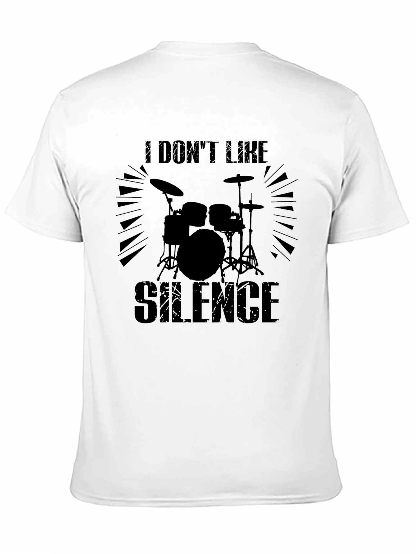 I Dont Like Silence Drum Kit Black T-Shirt