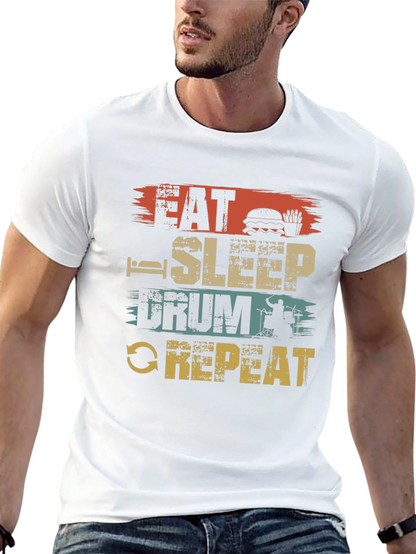 Eat Sleep Drum Repeat T-Shirt Black