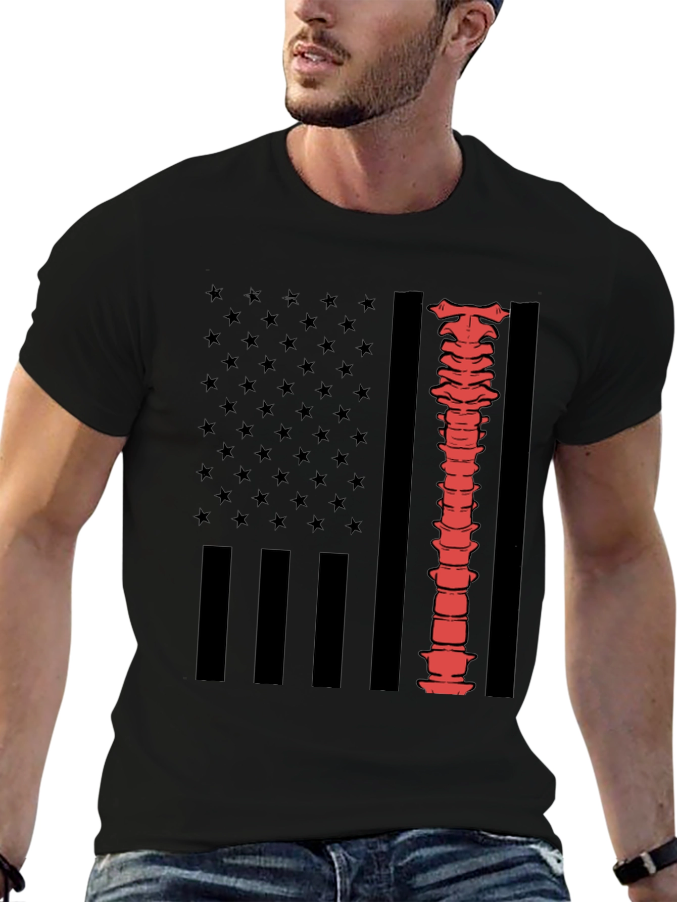 Spine American Flag Graphic Tee