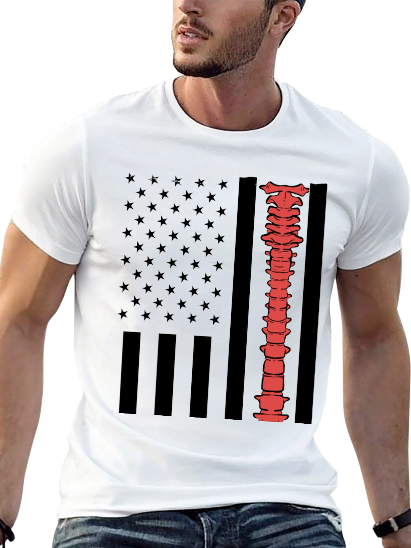 Spine American Flag Graphic Tee
