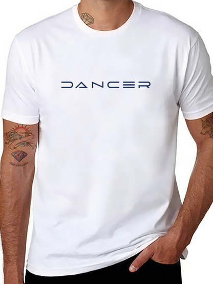 Dancer Graphic T-Shirt - Modern Blue Text on Black