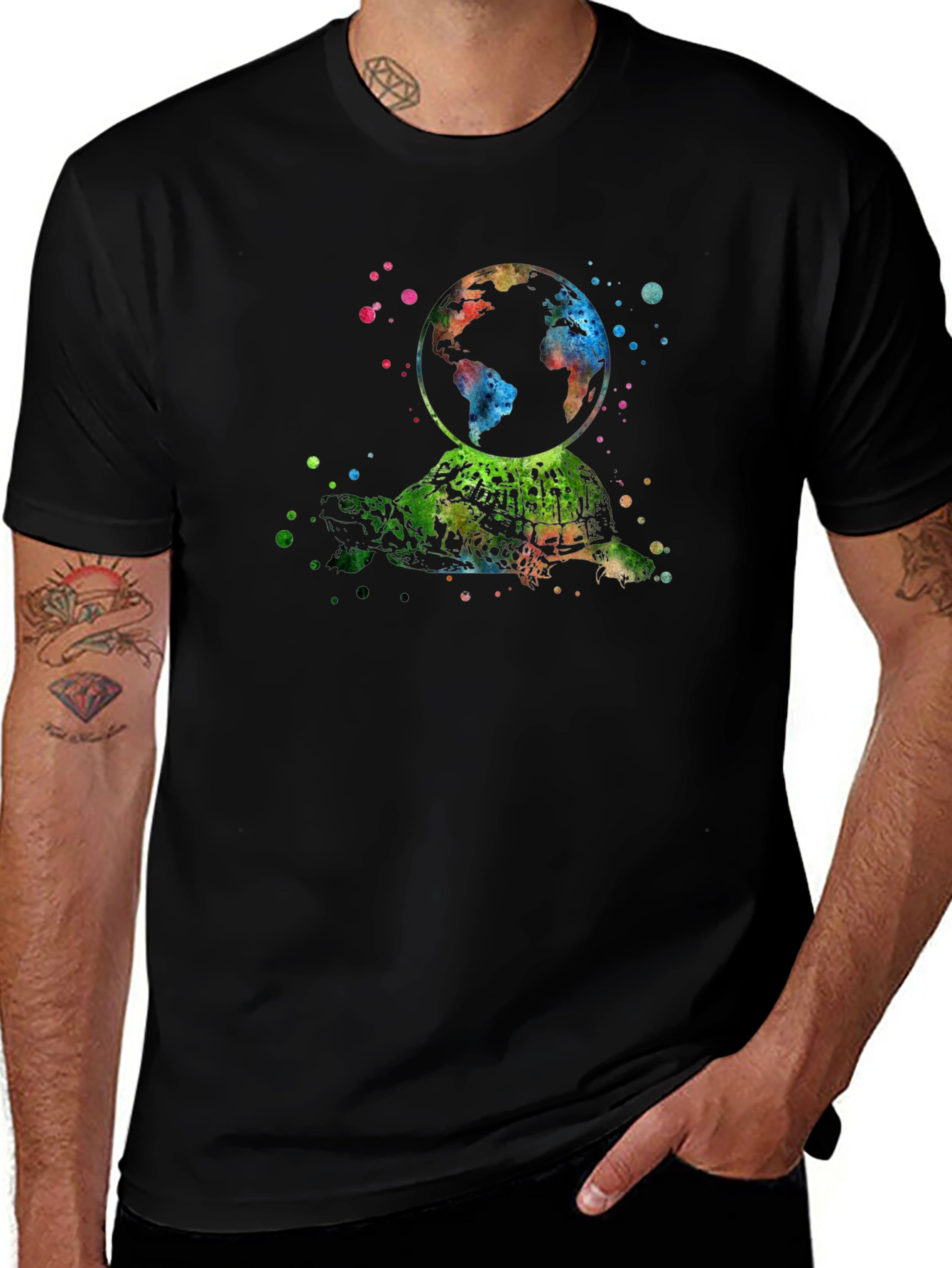 Watercolor Turtle Earth T-Shirt