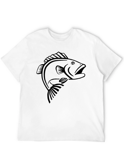 Black Bass Fish Graphic T-Shirt - Mens Casual Tee