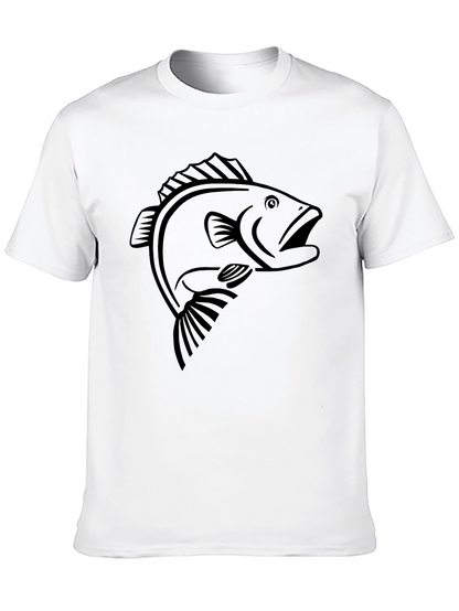 Black Bass Fish Graphic T-Shirt - Mens Casual Tee
