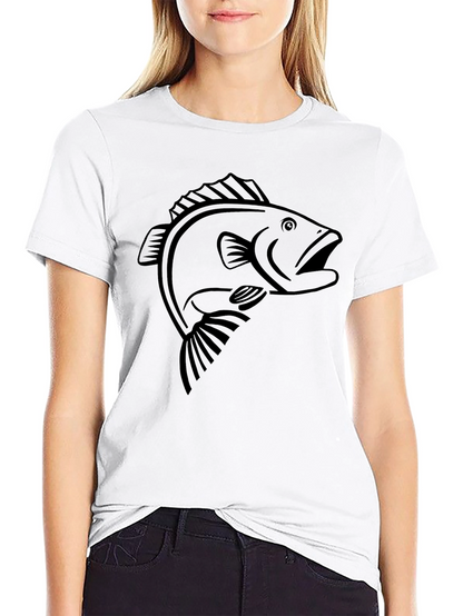 Black Bass Fish Graphic T-Shirt - Mens Casual Tee