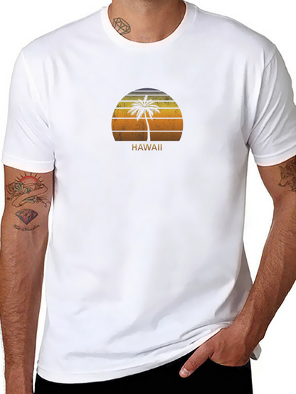 Hawaii Palm Sunset Graphic T-Shirt - Black