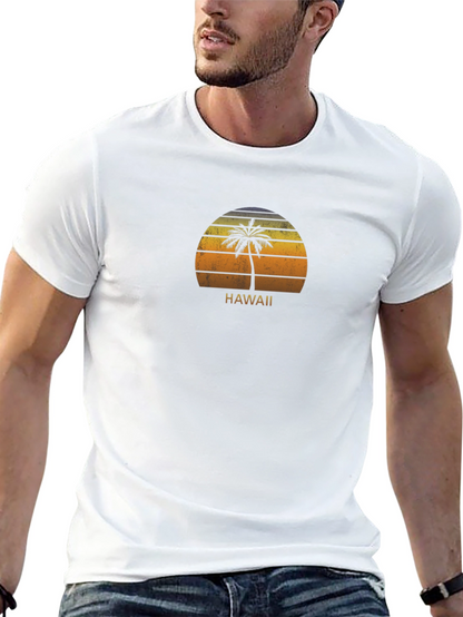 Hawaii Palm Sunset Graphic T-Shirt - Black