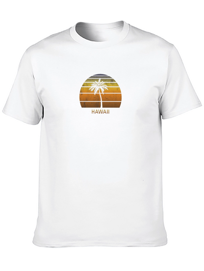 Hawaii Palm Sunset Graphic T-Shirt - Black