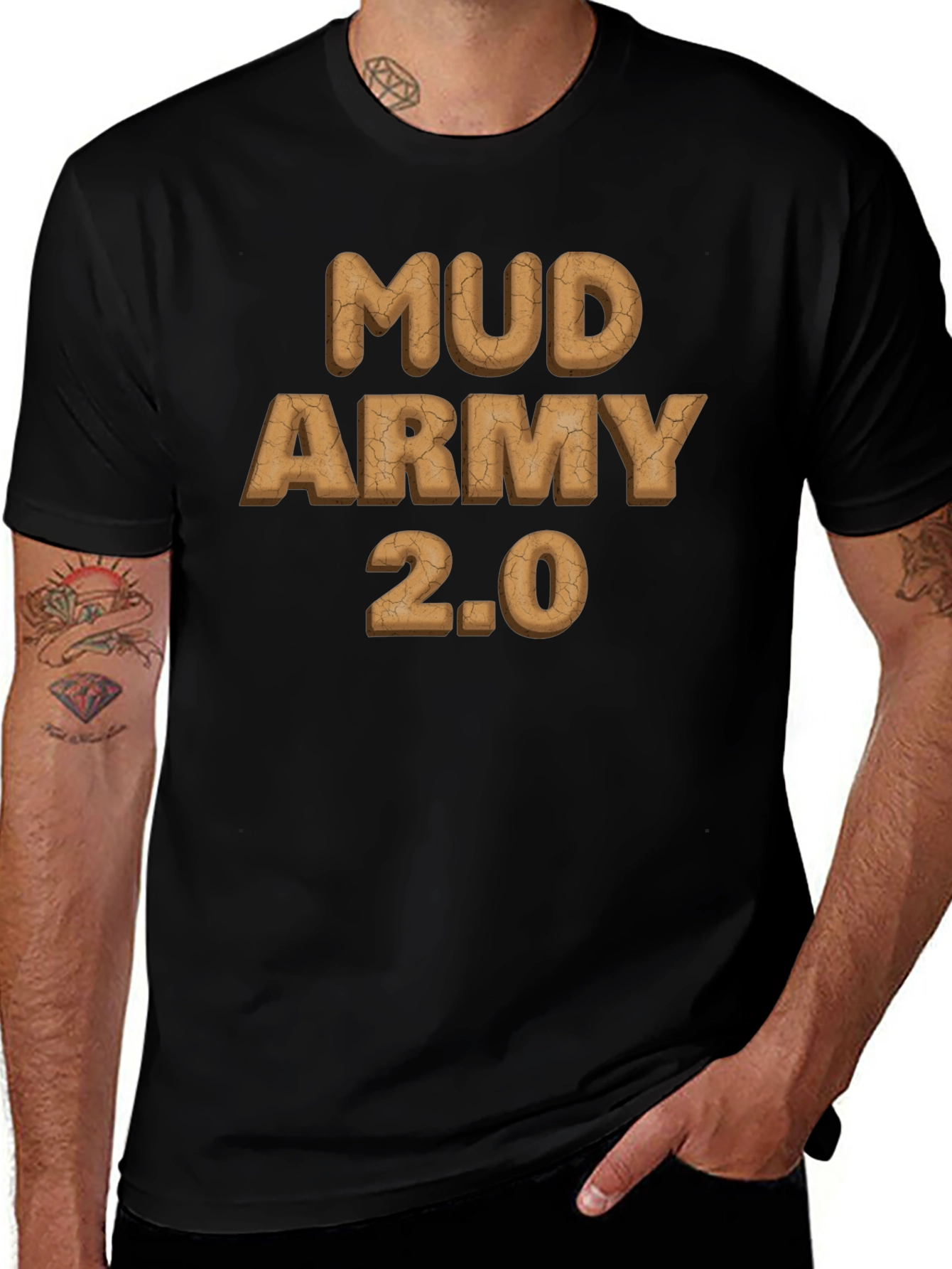 Mud Army 2.0 Black Cotton T-Shirt