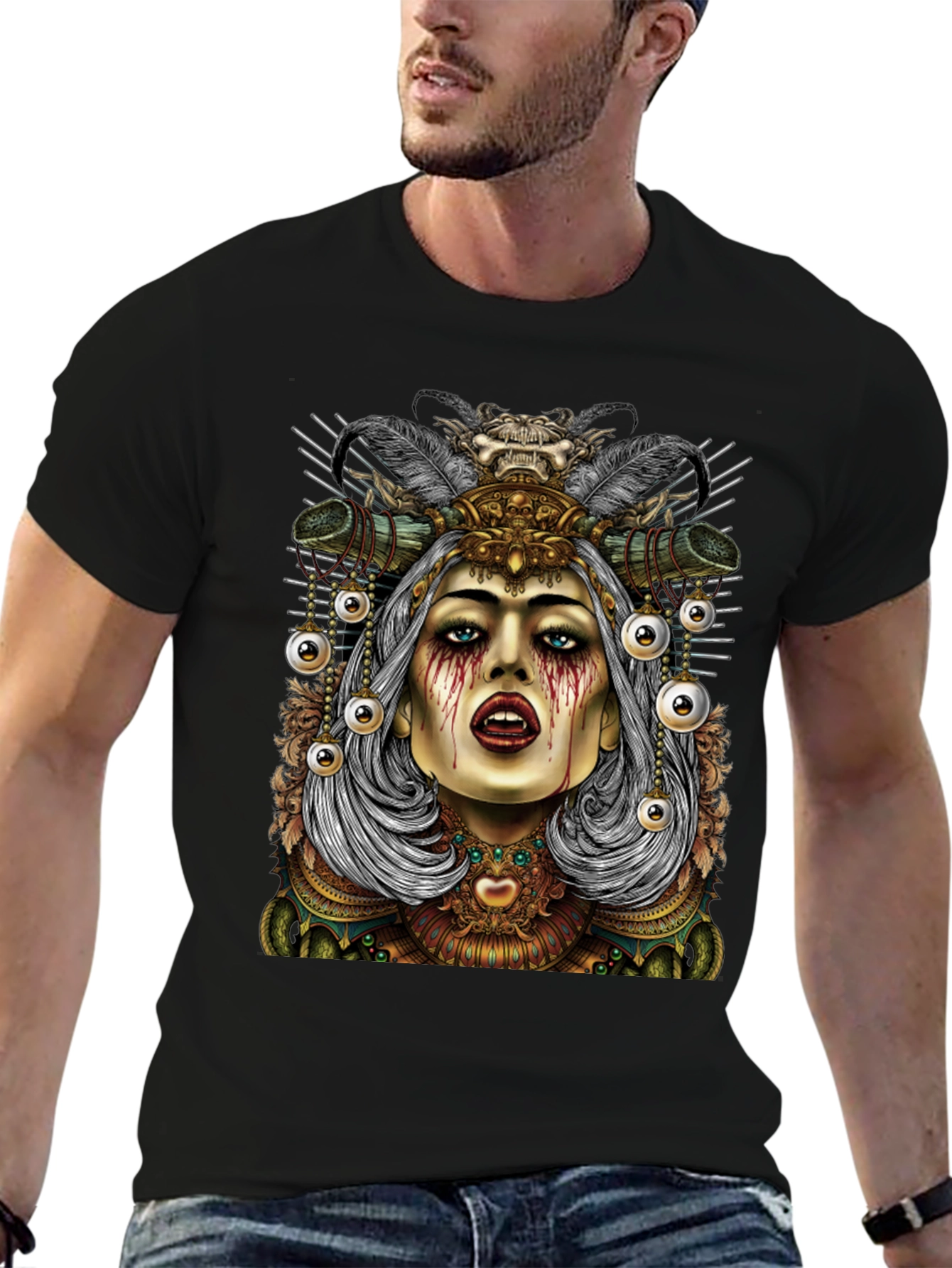 Mystic Witch Graphic Tee - Black Cotton T-Shirt