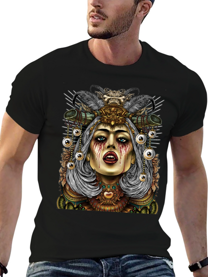 Mystic Witch Graphic Tee - Black Cotton T-Shirt