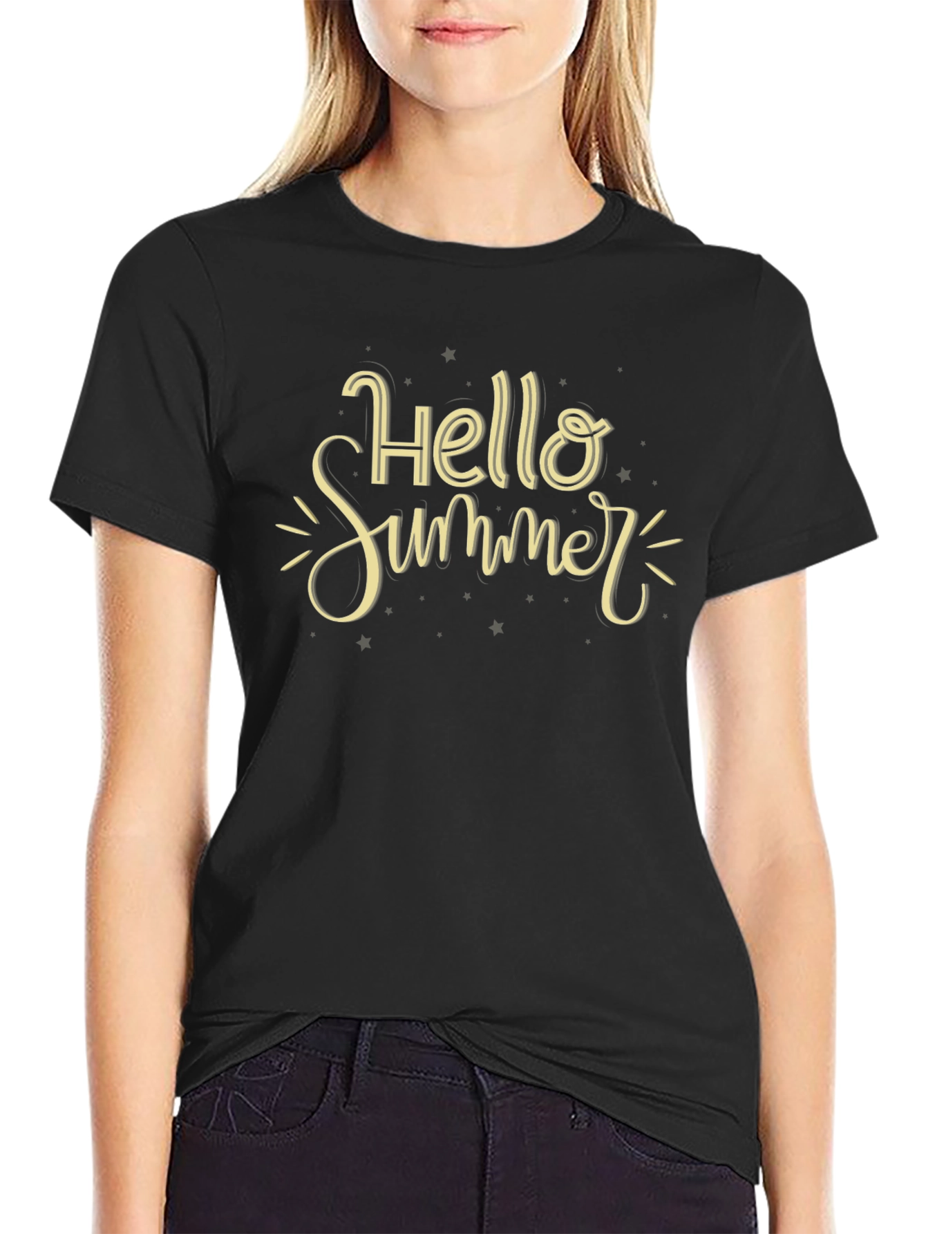Hello Summer Graphic Tee - Black Cotton