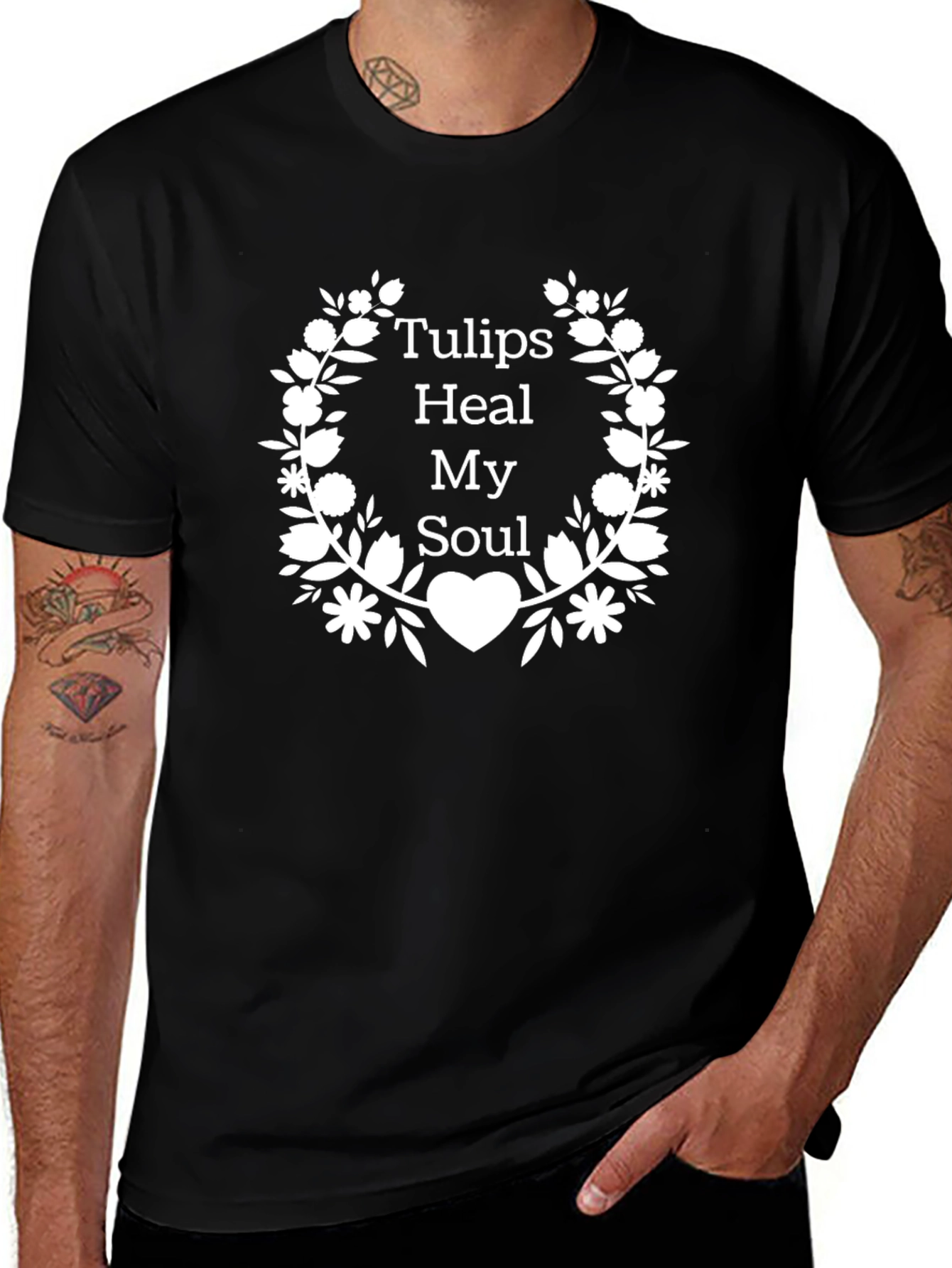 Tulips Heal My Soul Black Graphic Tee