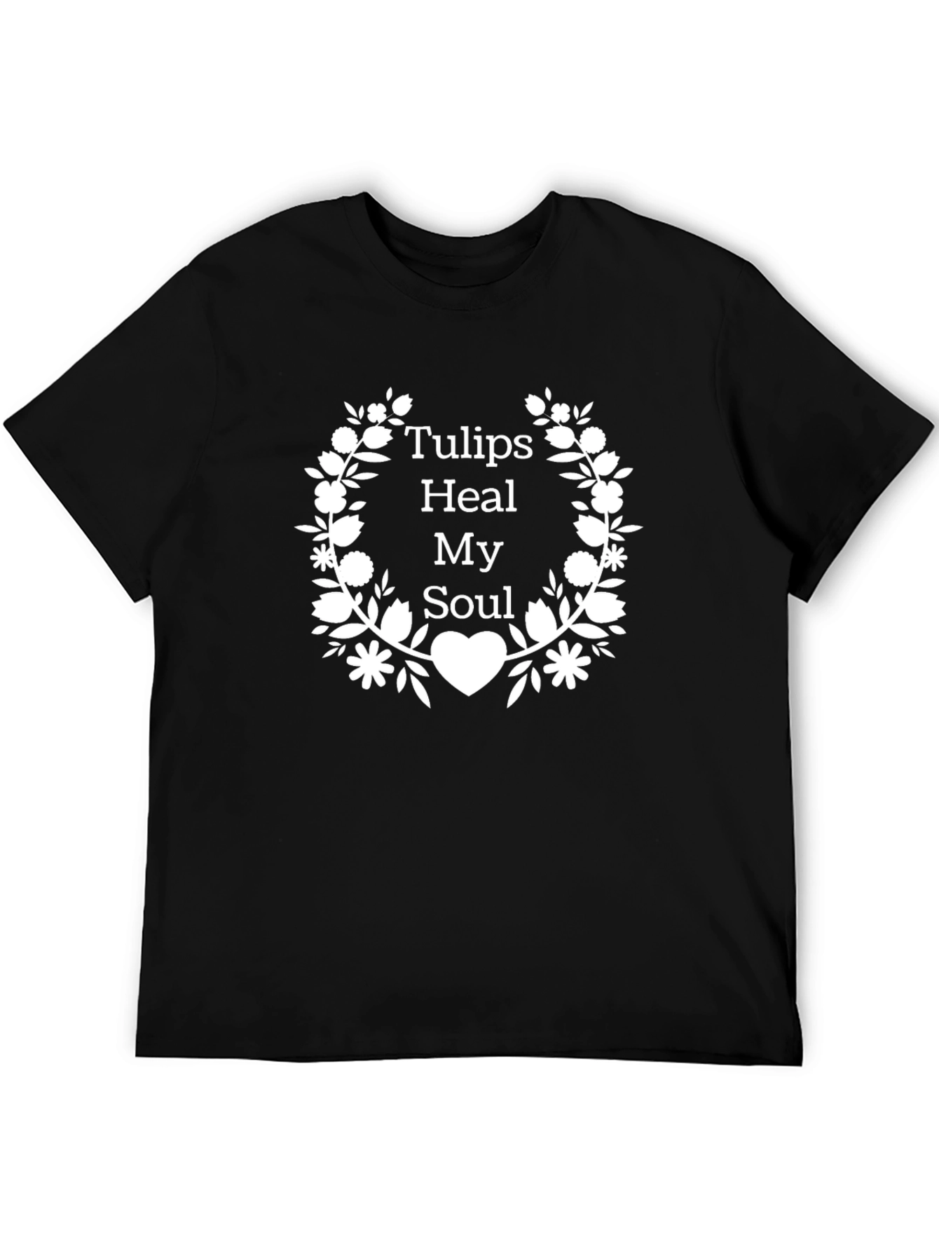Tulips Heal My Soul Black Graphic Tee