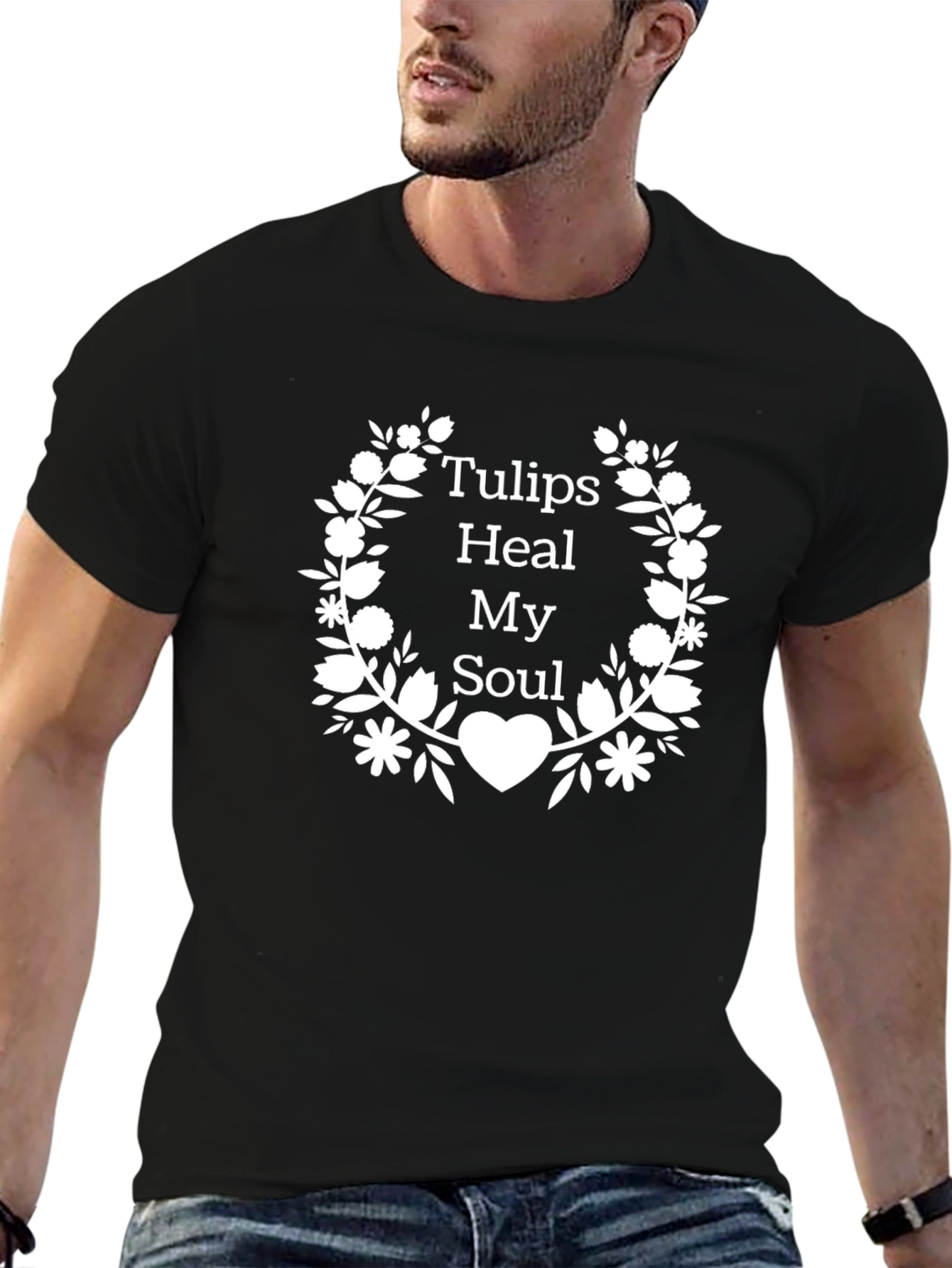 Tulips Heal My Soul Black Graphic Tee