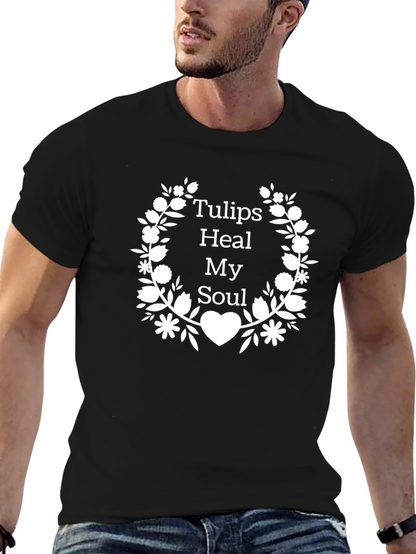 Tulips Heal My Soul Black Graphic Tee