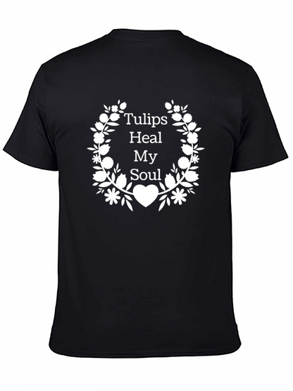 Tulips Heal My Soul Black Graphic Tee