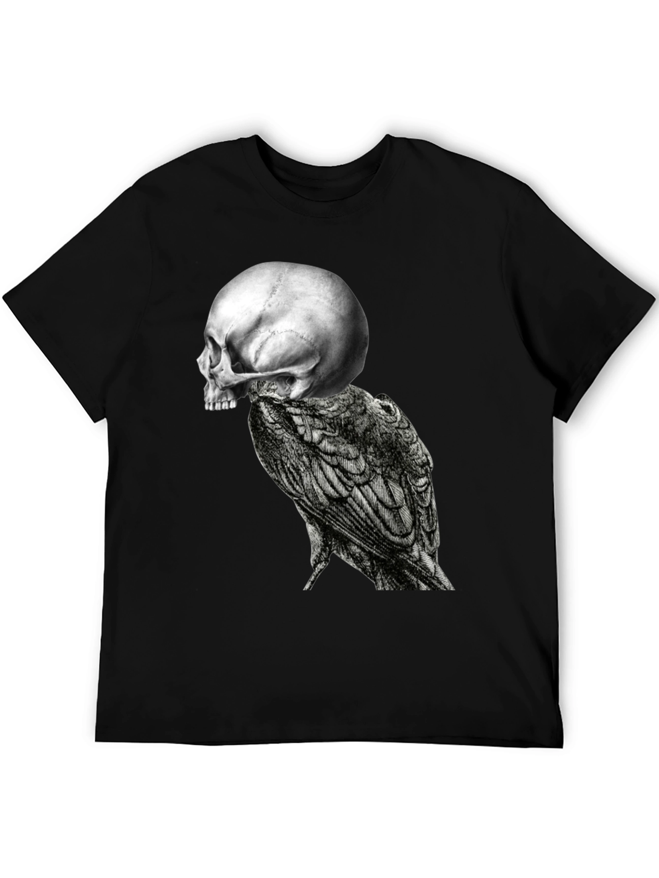 Skull & Raven Graphic Tee - Black Cotton Blend