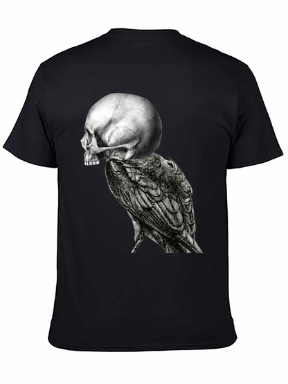 Skull & Raven Graphic Tee - Black Cotton Blend