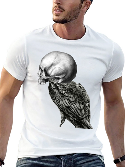 Skull & Raven Graphic Tee - Black Cotton Blend