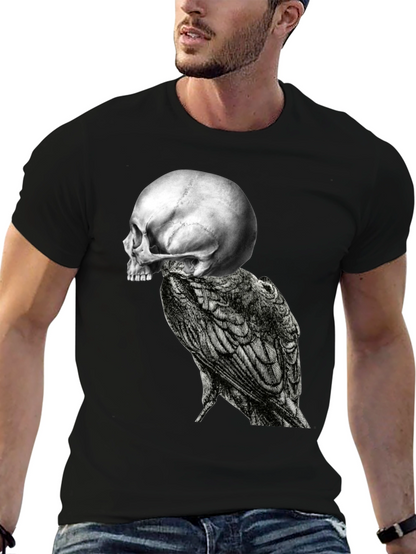 Skull & Raven Graphic Tee - Black Cotton Blend