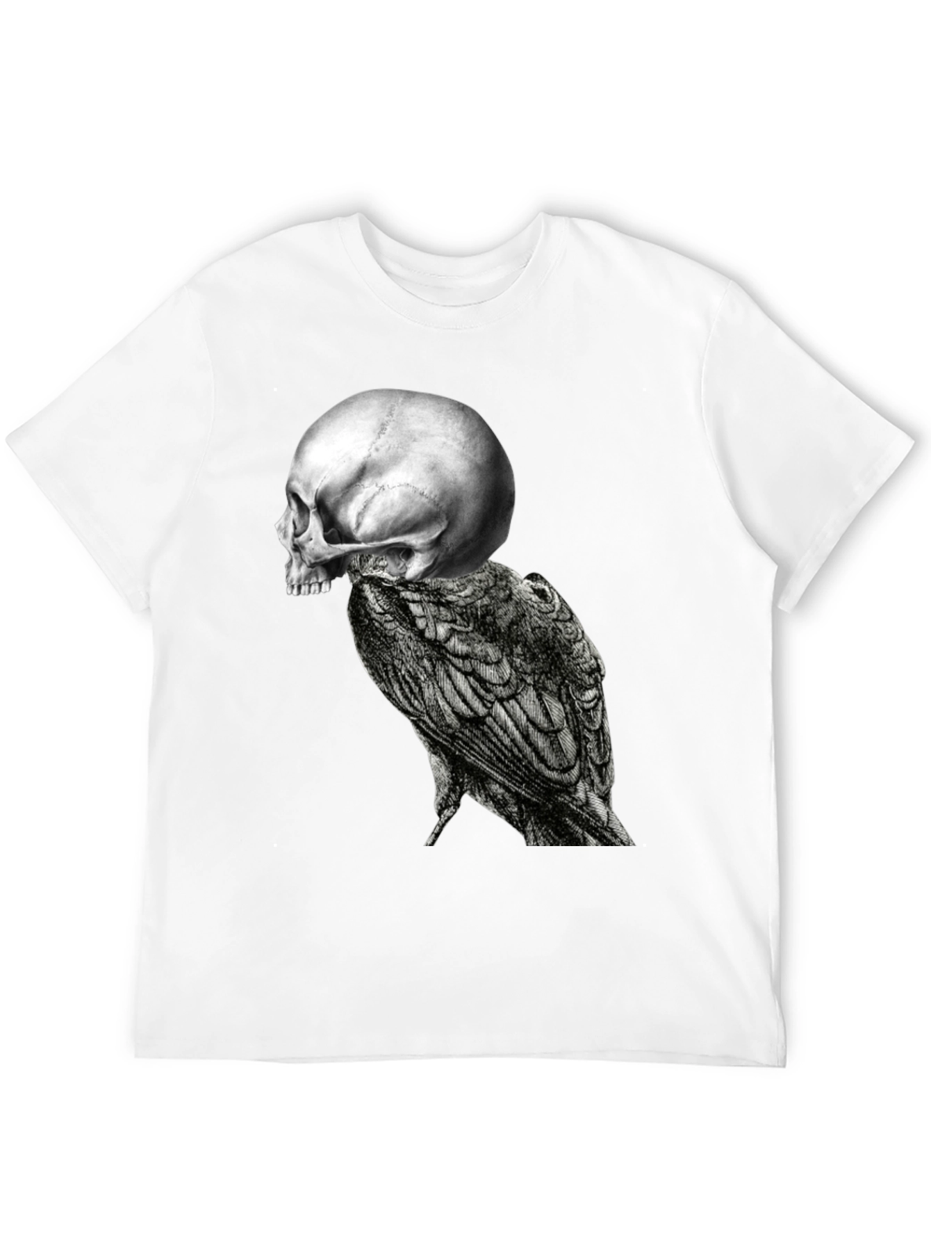 Skull & Raven Graphic Tee - Black Cotton Blend