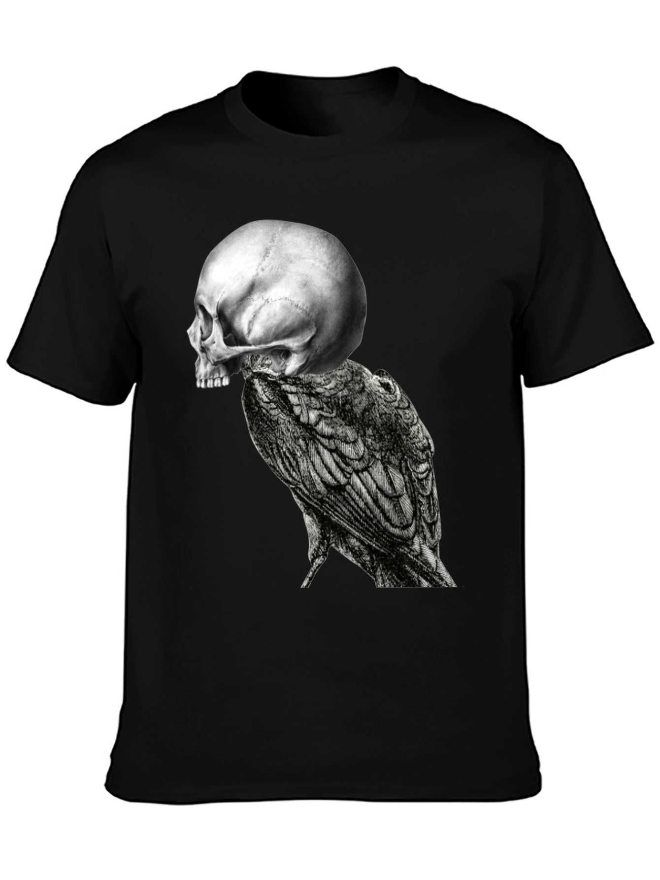 Skull & Raven Graphic Tee - Black Cotton Blend