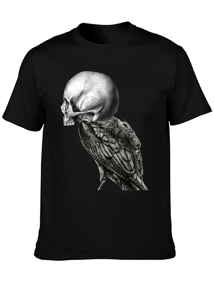 Skull & Raven Graphic Tee - Black Cotton Blend