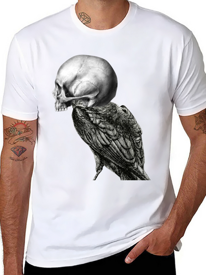 Skull & Raven Graphic Tee - Black Cotton Blend