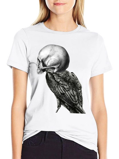 Skull & Raven Graphic Tee - Black Cotton Blend