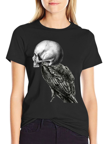 Skull & Raven Graphic Tee - Black Cotton Blend