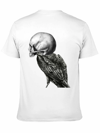 Skull & Raven Graphic Tee - Black Cotton Blend