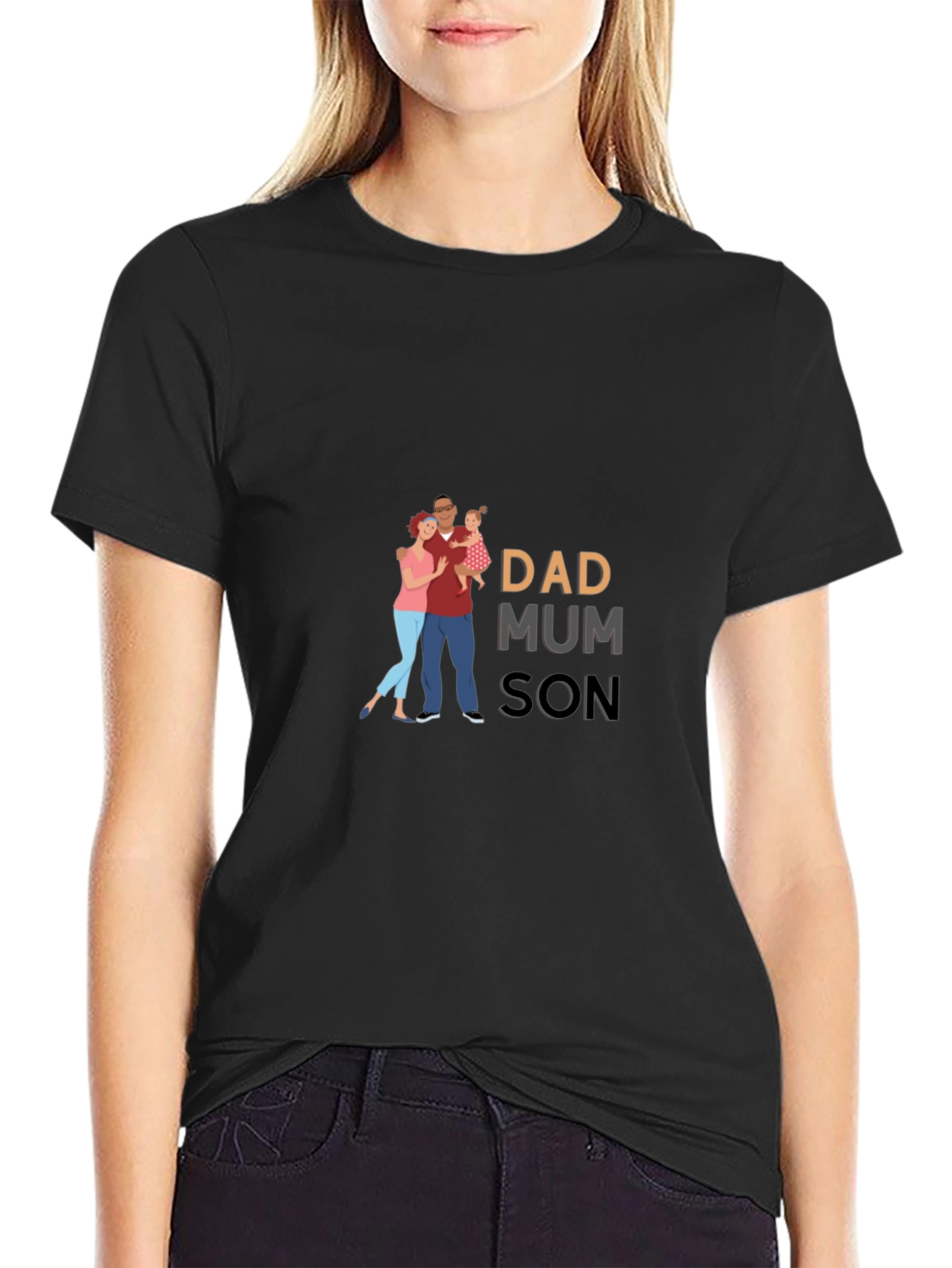 Dad Mum Son Family Graphic T-Shirt