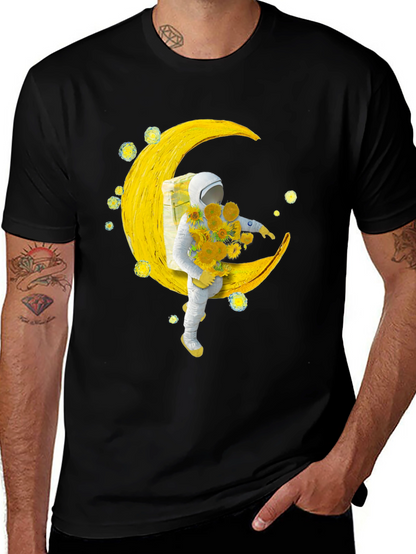 Astronaut Moon Sunflower Graphic Tee