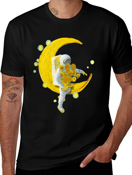 Astronaut Moon Sunflower Graphic Tee