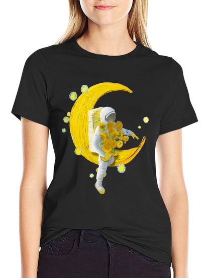 Astronaut Moon Sunflower Graphic Tee