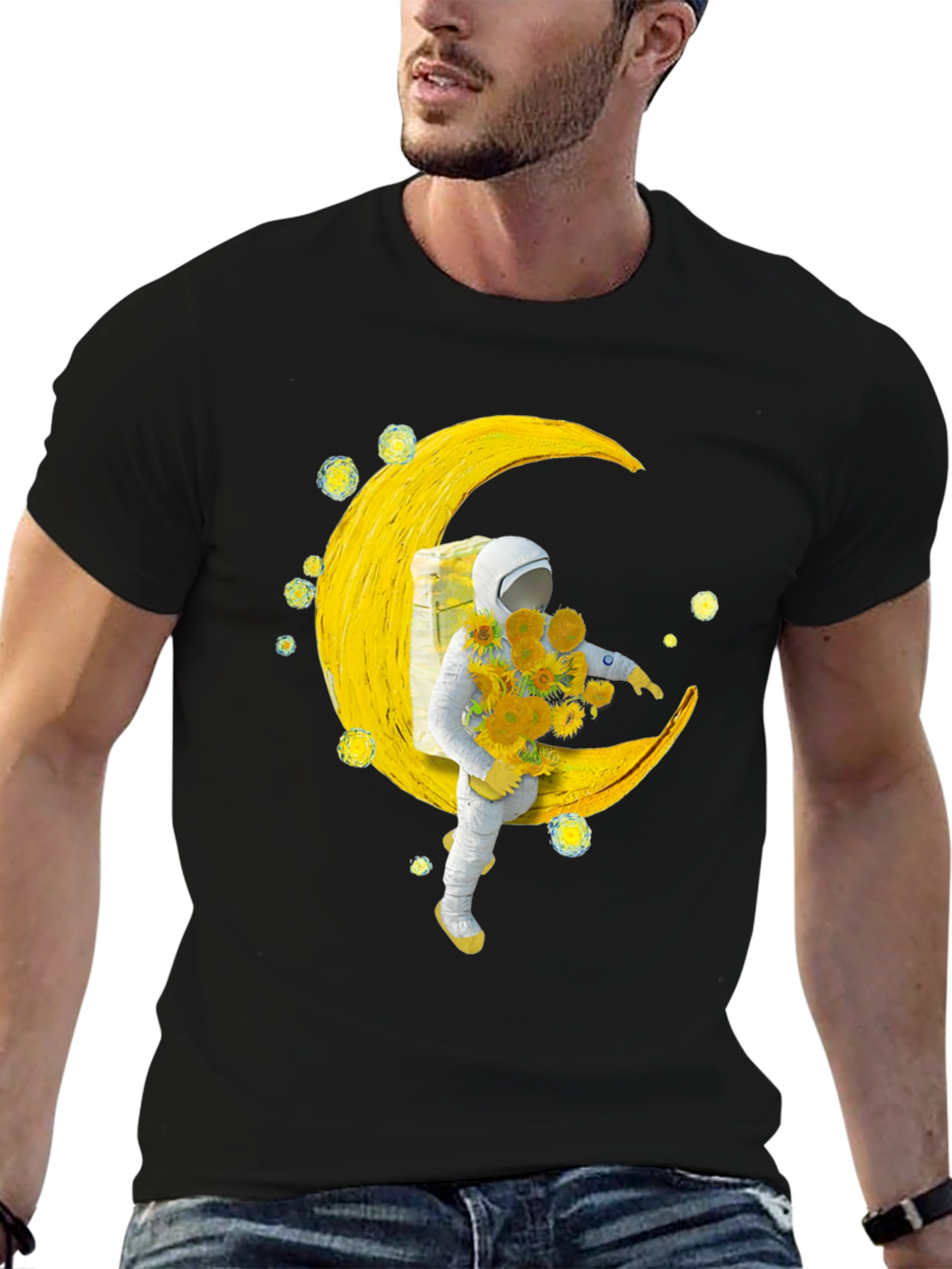 Astronaut Moon Sunflower Graphic Tee