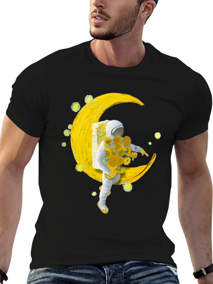 Astronaut Moon Sunflower Graphic Tee